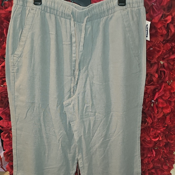 Old Navy Pants - Old Navy NWT Gray Linen Relaxed Fit Wide Leh Pants Size Large